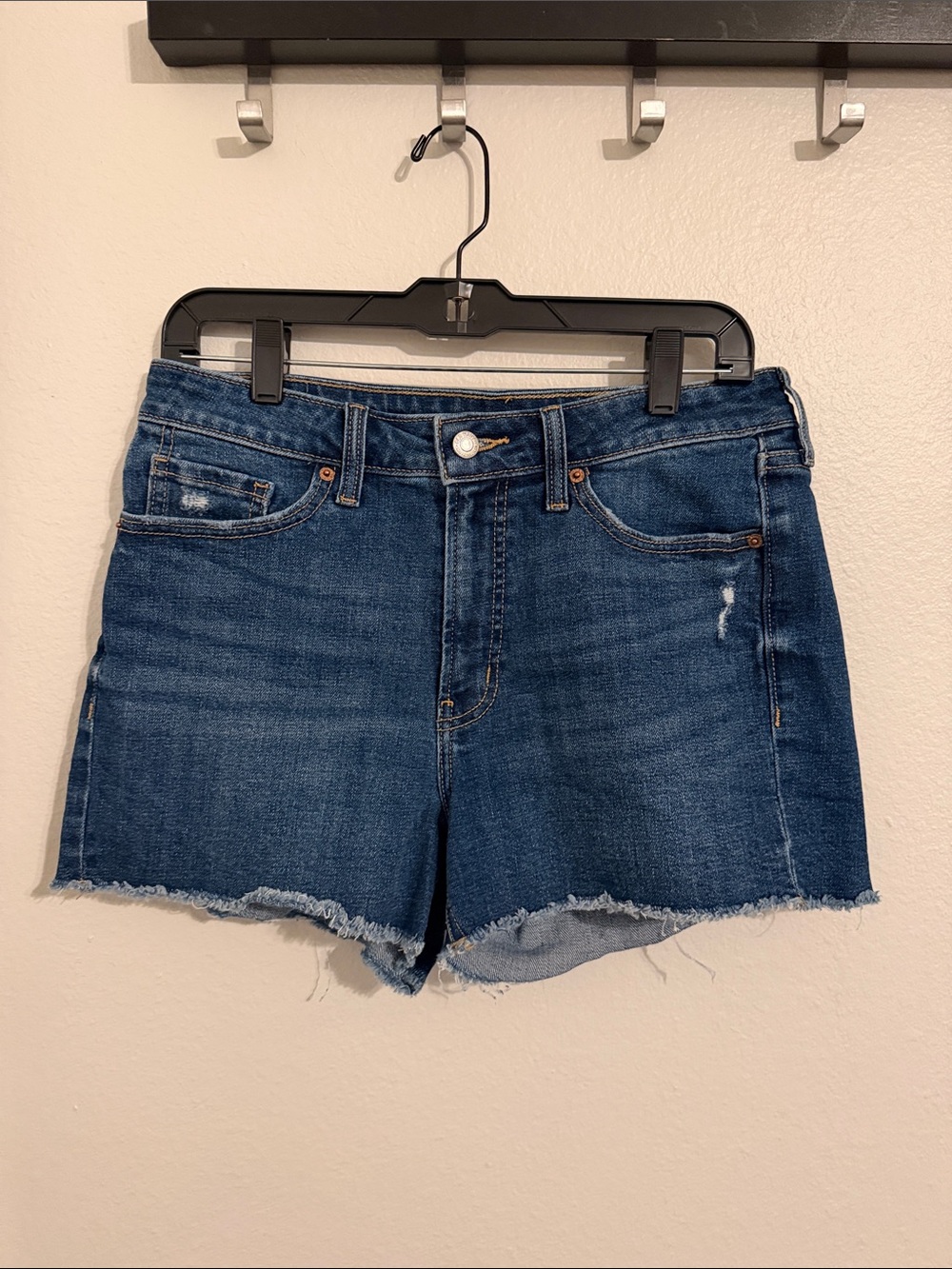 Old Navy Dark Blue Denim Frayed Hem Jean Shorts